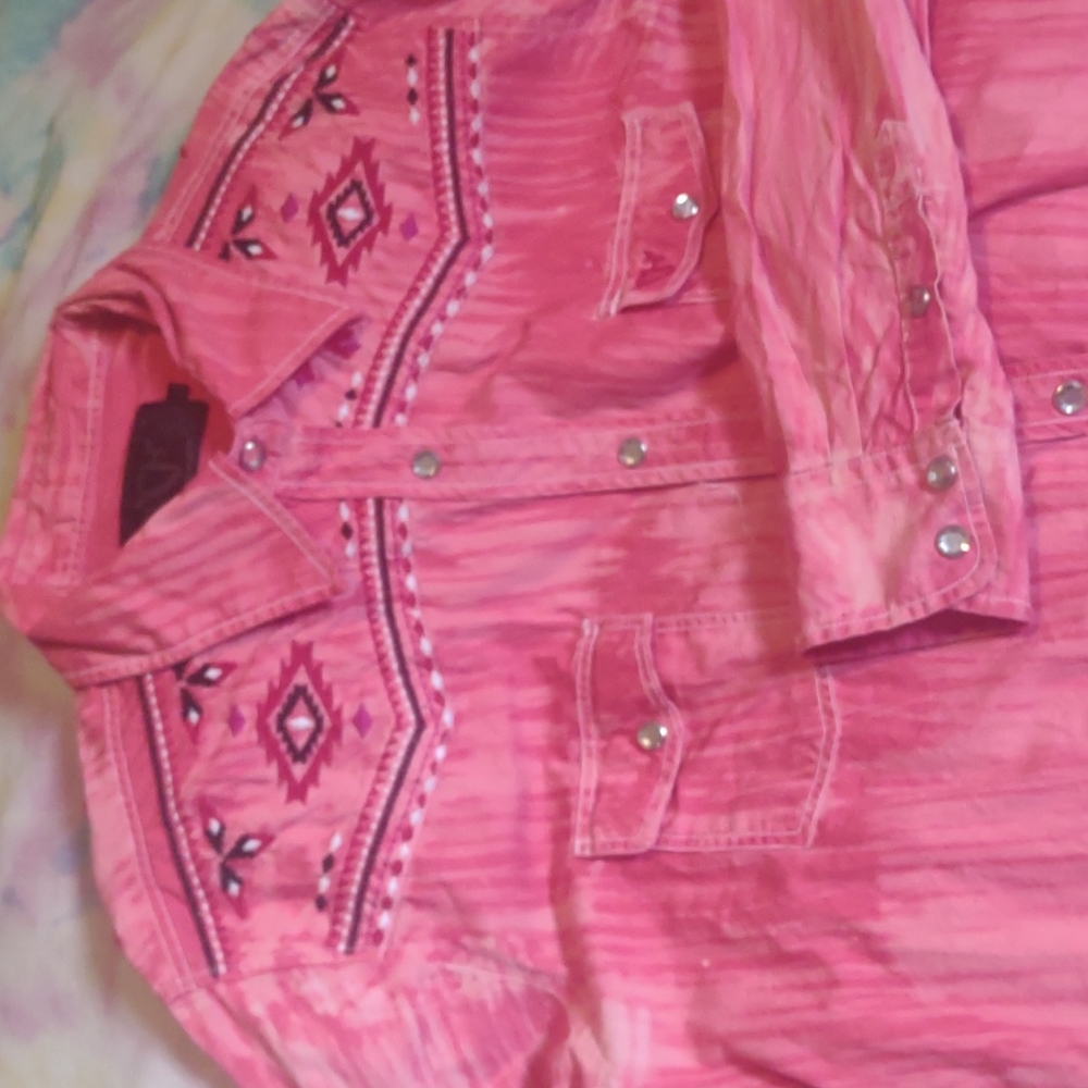 Pink, Cowgirl Hardware, Button Down